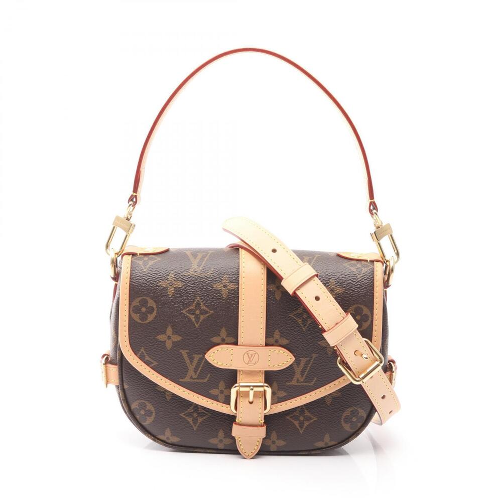 Louis Vuitton Saumur Canvas Leather Monogram Crossbody Bag Brown